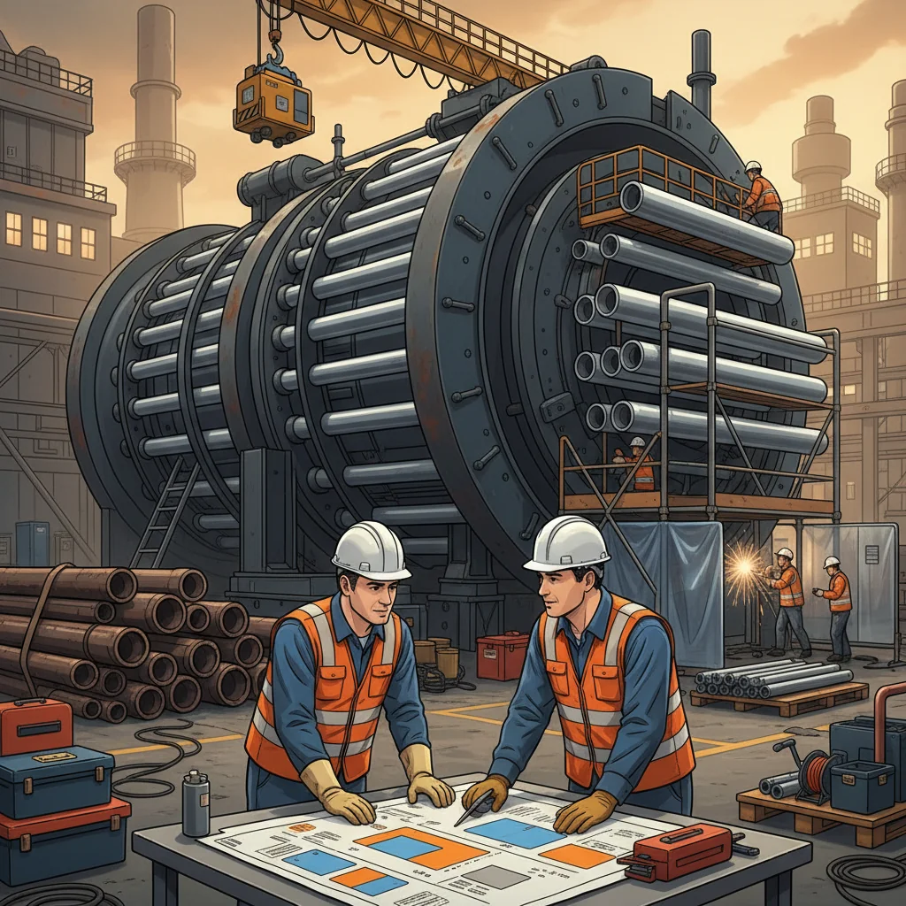 Engineers overseeing systematic replacement and reinforcement of boiler pressure parts in a power plant, symbolizing a planned phase to stabilize reliability and reduce emergency outages.