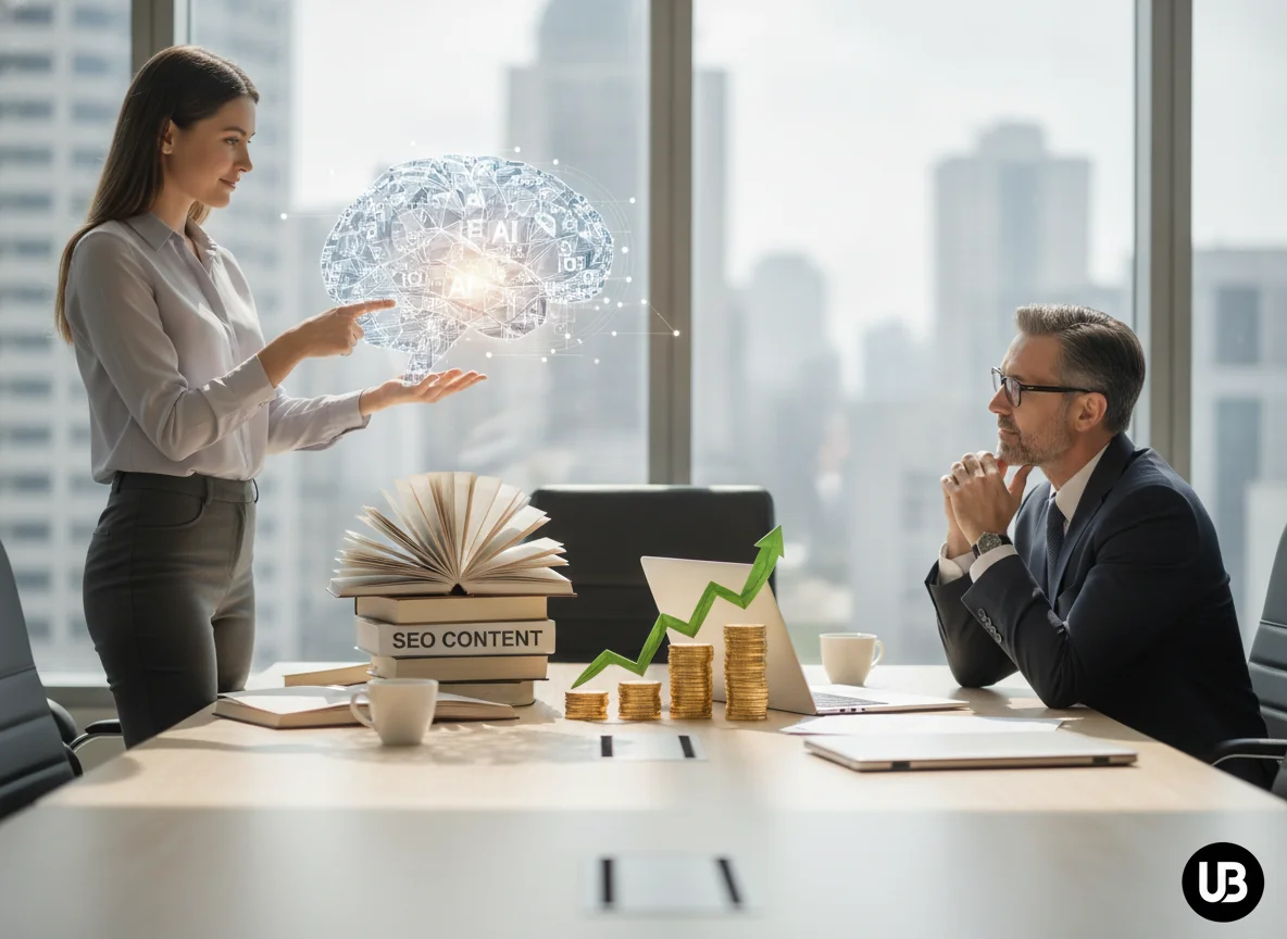 Visual for 2. Explain the role of generative AI in SEO content creation to your CFO