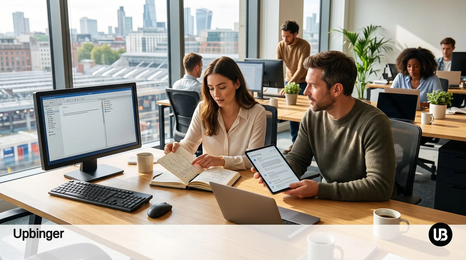 Marketing team in a modern office comparing a cluttered traditional SEO setup with a cleaner AI-driven workspace, symbolizing the decision to upgrade SEO tools in 2026
