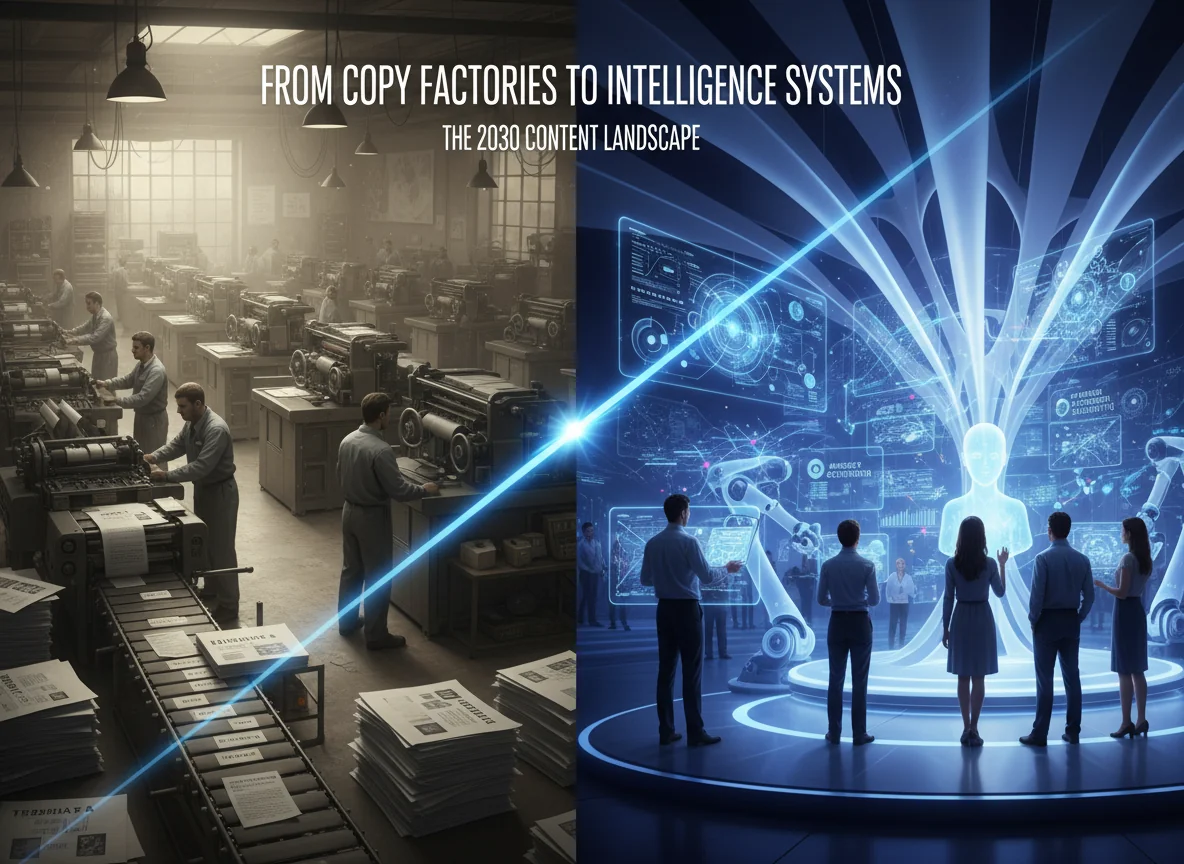 Visual for From Copy Factories to Intelligence Systems: The 2030 Content Landscape