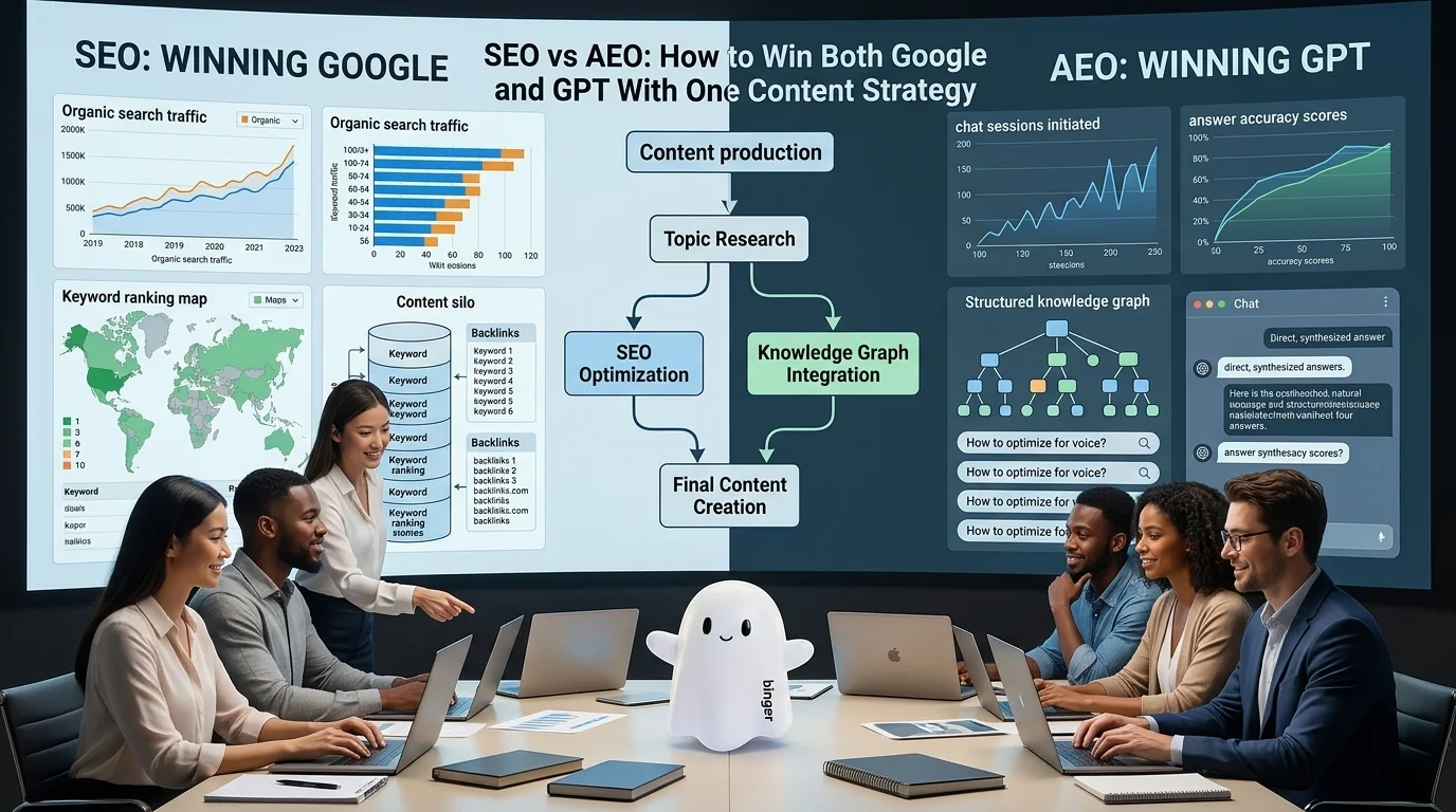 Featured image for SEO vs AEO: How to Win Both Google and GPT With One Content Strategy