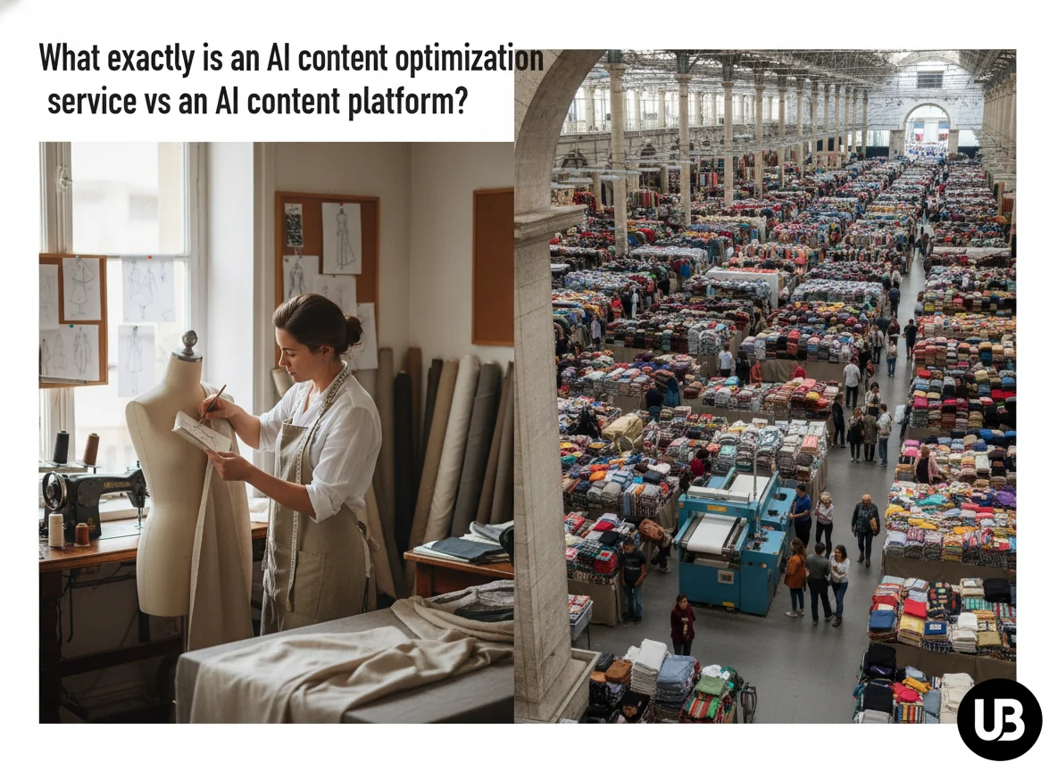 Visual for 1. What exactly is an AI content optimization service vs an AI content platform?