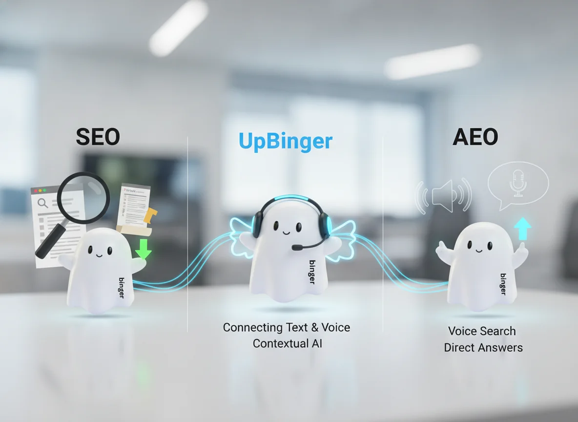 Visual for What are the key differences between SEO and AEO (and where UpBinger fits)?